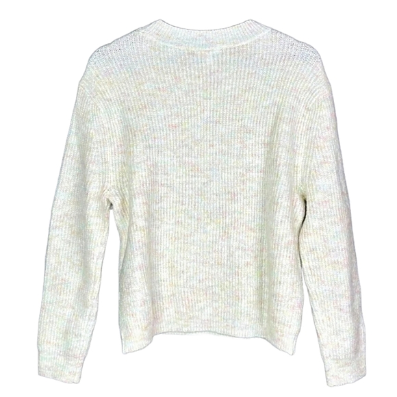 BP Sweater Ivory Marl Rainbow Flecked Crew Neck Pullover Womens Medium M - Picture 3 of 4
